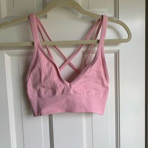 Pink Lululemon sports bra